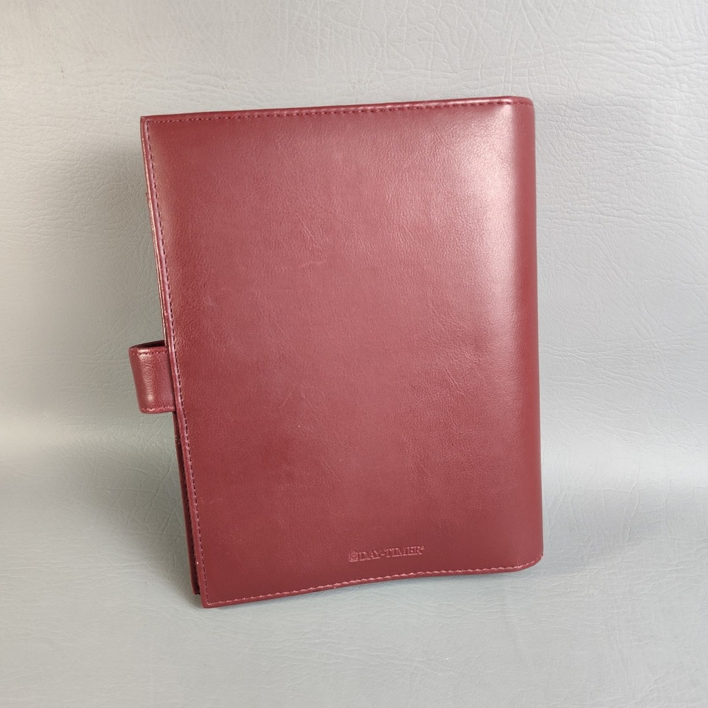 Vintage Day Timer Flavia Planner Classic 7 Ring Organizer Burgundy Leather Heart - Picture 7 of 16